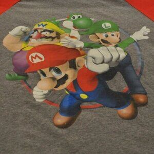 Boys size 10/12 Super Mario T-shirt Wario Luigi Yoshi HTF 2013 raglan tee